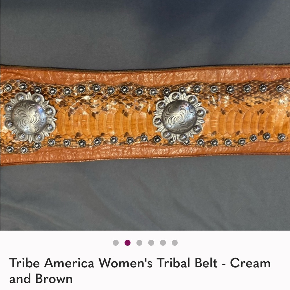 Tribe America Gold Leather Belt - Picture 4 of 6
